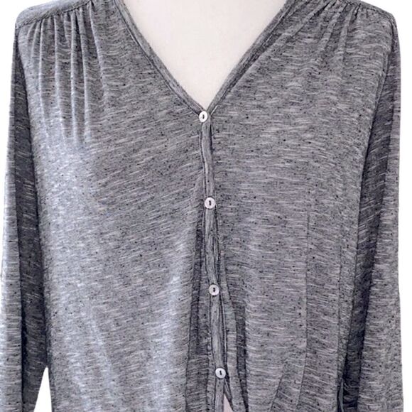 Max Studio Button Down Gray Front Tie Small Relax Fit Casual Lightweight - Picture 9 of 9